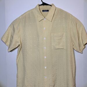Brandini 100% Silk Mens Short Sleeve Shirt Preppy Formal Vacation Size Large